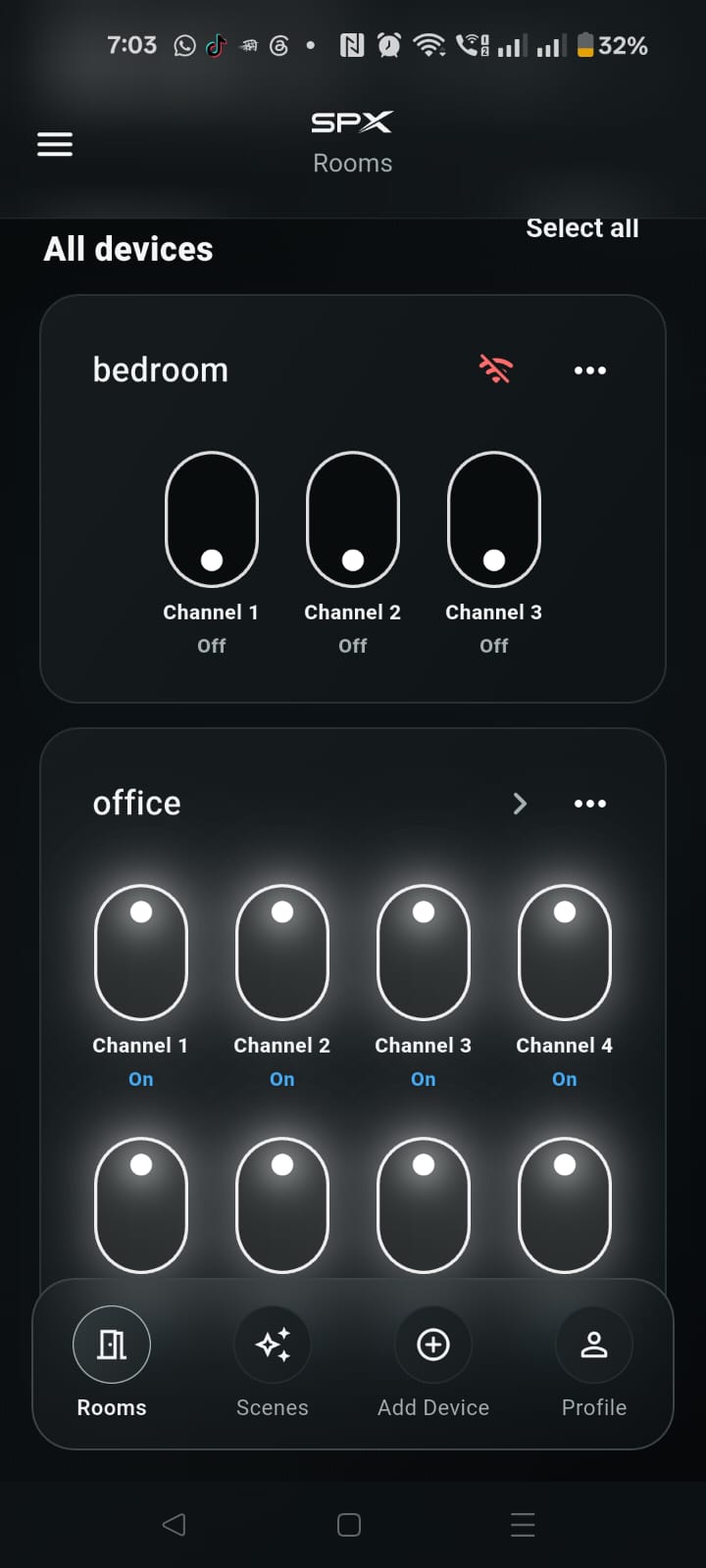 SPX All devices screen